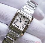 Swiss Grade Clone Cartier Tank Anglaise Silver Roman Face Stainless Steel Quartz Watch